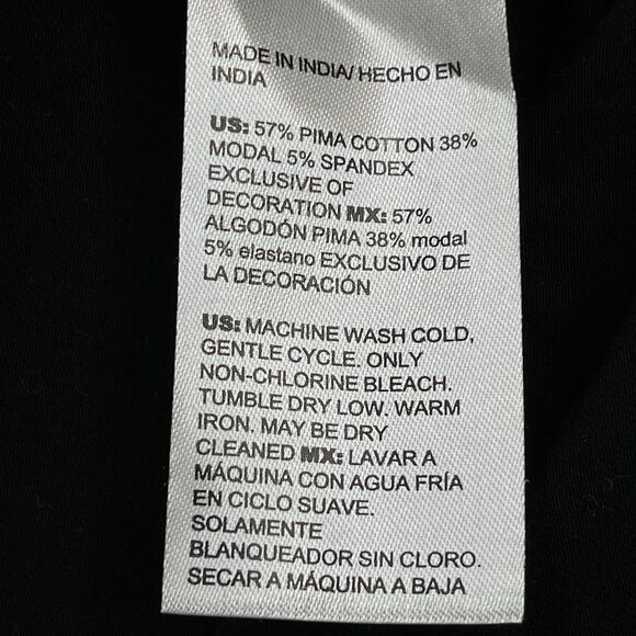 Chicos Top Sz 3 Womens XL Black Floral Embroidered Pima Cotton Blend 3/4 Sleeve - Picture 7 of 7